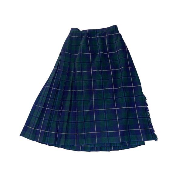 Vintage Glengary Pleated Kilt Pleated Wrap Navy Blue Wool Scotland Size SM - Picture 2 of 4